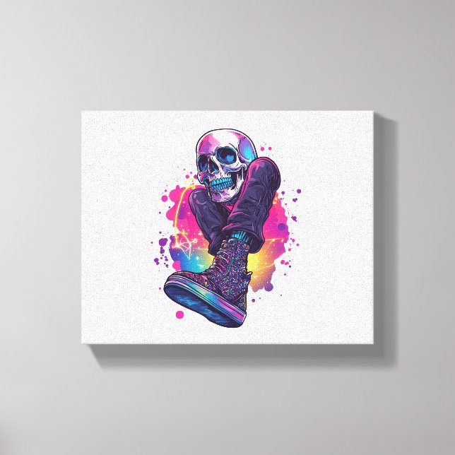 Boogie Bones – Funny 70s Disco Skull Canvas Print (Front)