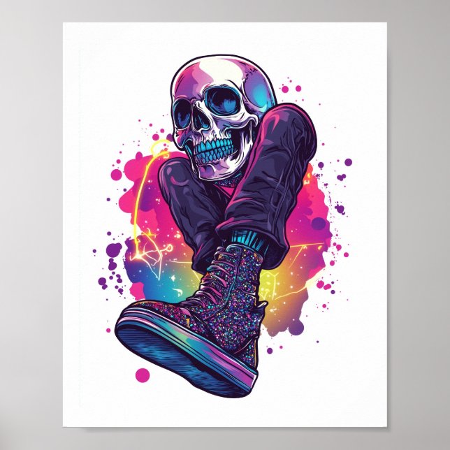Boogie Bones � Funny 70s Disco Skull Poster (Front)