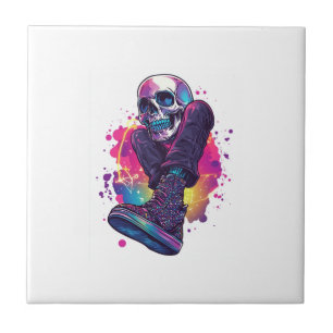 Boogie Bones � Funny 70s Disco Skull Tile