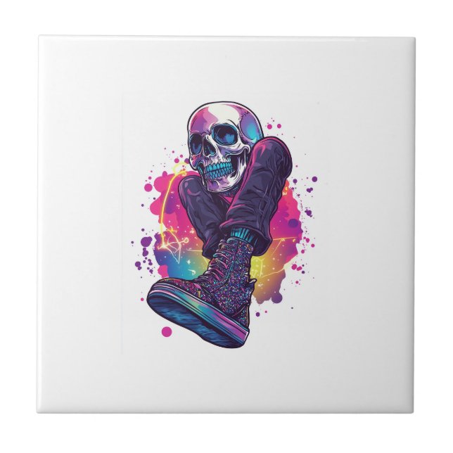 Boogie Bones � Funny 70s Disco Skull Tile (Front)