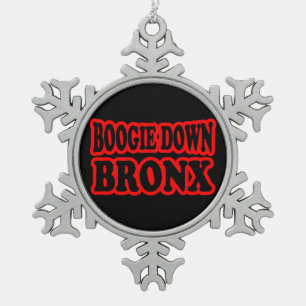 Boogie Down Bronx, NYC Snowflake Pewter Christmas Ornament