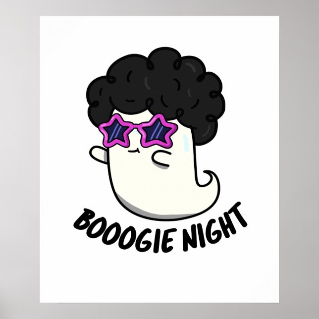 Boogie Night Funny Halloween Disco Ghost Pun Poster (Front)