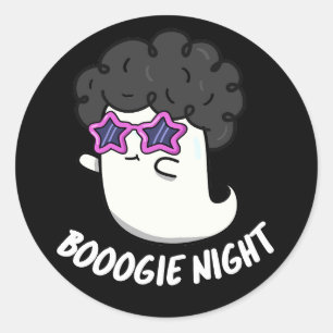 Boogie Night Funny Halloween Ghost Pun Dark BG Classic Round Sticker