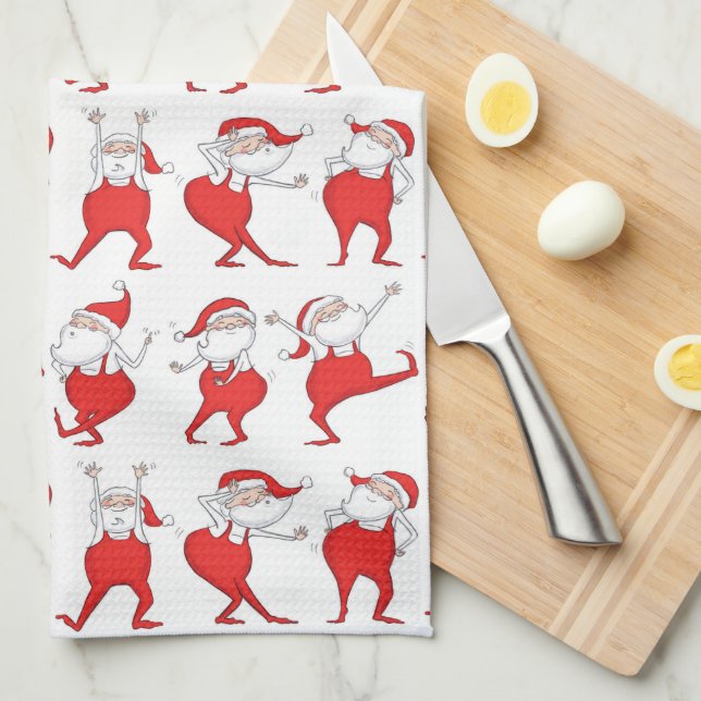 Boogie Woogie Santa Claus Serviette de cuisine de  (Quart Plié)