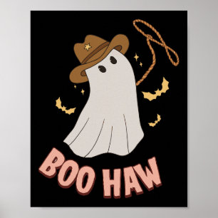 Boohaw Ghost Halloween Cowboy Cowgirl Costume Retr Poster
