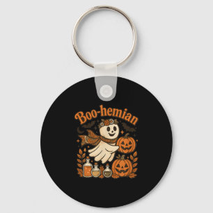Boohemian Funny Retro Ghost Pumpkin Halloween Cost Keychain