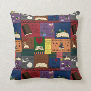 Book Addict Collage Throw Pillow