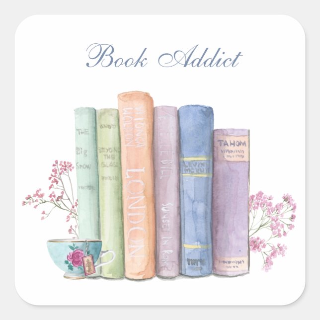 Book Addict Customizable Square Sticker (Front)