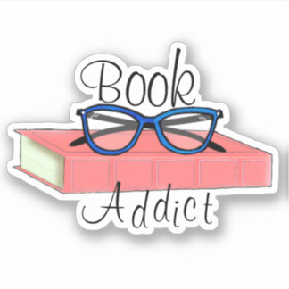 Book Addict Sticker 3x3