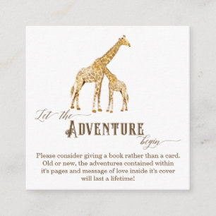Book Adventure Enclosure Boy Baby Shower Giraffe Card