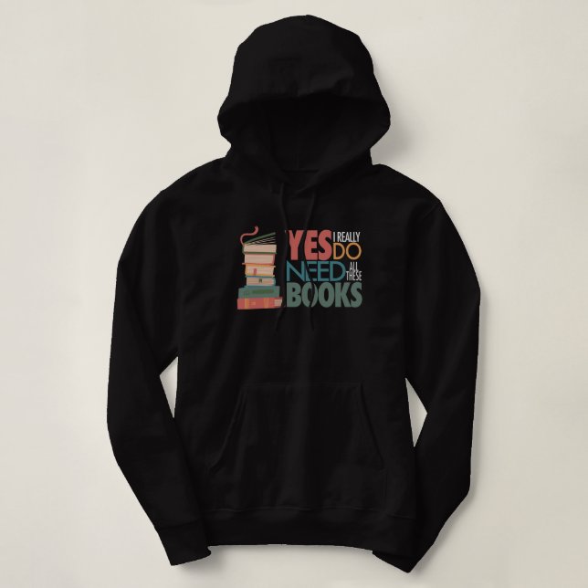 Book and Reading Love Hooded Sweatshirt (Design Front)