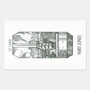Book And sword Bookplate Sticker