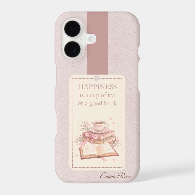 Book and Tea Phone Case | Personalized Reader Gift (Back)