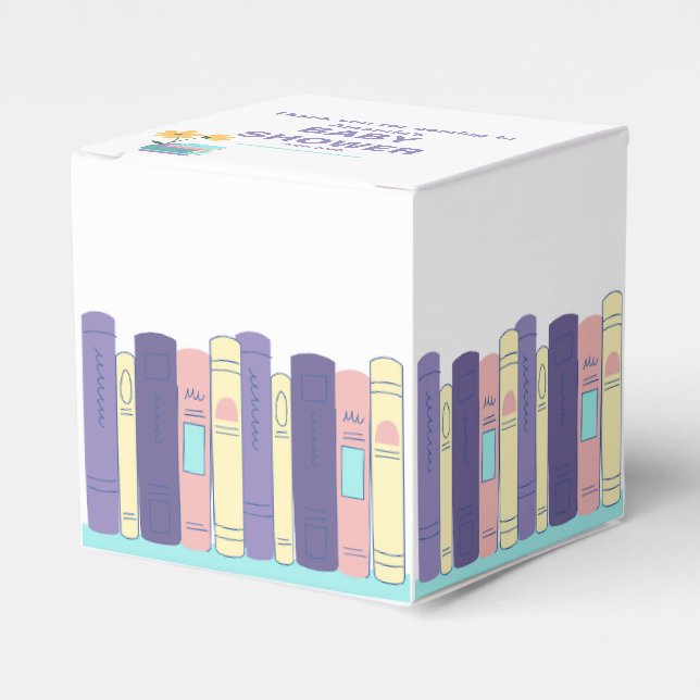 Book Baby Shower, Brunch and Books, Gender Neutral Favor Box (Front Side)