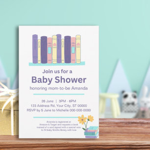 Book Baby Shower, Brunch and Books, Gender Neutral Invitation