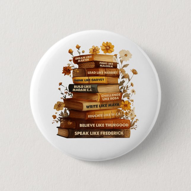Book Black History Month 2 Inch Round Button (Front)