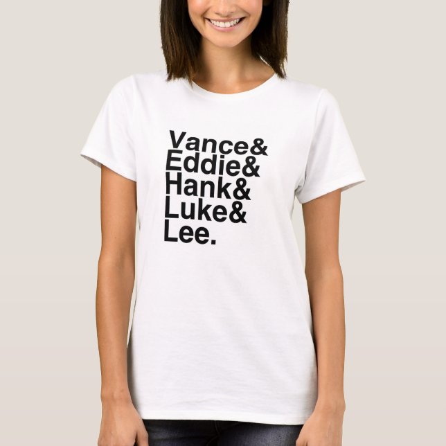 Book Boyfriends — Vance Eddie Hank Luke Lee T-Shirt (Front)