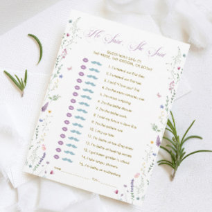 Book Bridal Shower He Said She Said Game Card