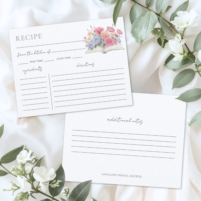 Book Bridal Shower Recipe Request Card (Book Bridal Shower Recipe Request Card)