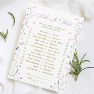 Book Bridal Shower Would She Rather Game Card