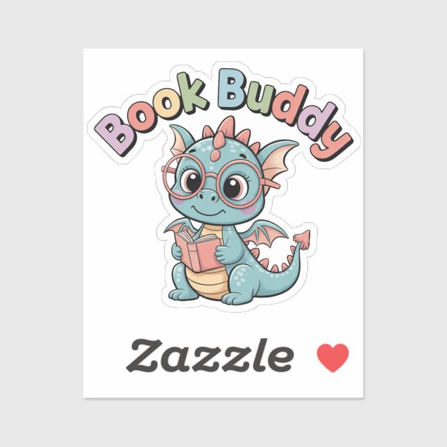 Book Buddy Cute Reading Dragon Sticker (Sheet)