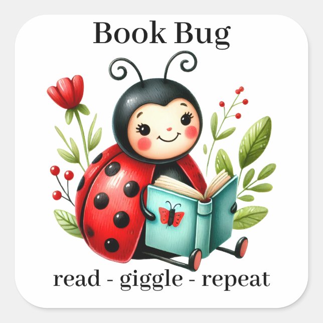 Book Bug Sticker Adorable Ladybug Bug Stickers (Front)