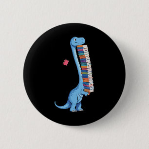 Book Carrying Dinosaur Reading Dino  2 Inch Round Button
