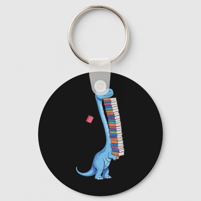 Book Carrying Dinosaur Reading Dino  Keychain (Front)