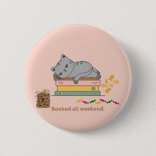 Book Cat 2 Inch Round Button