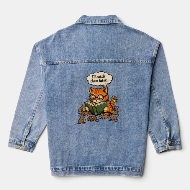 book cat denim jacket (Back)