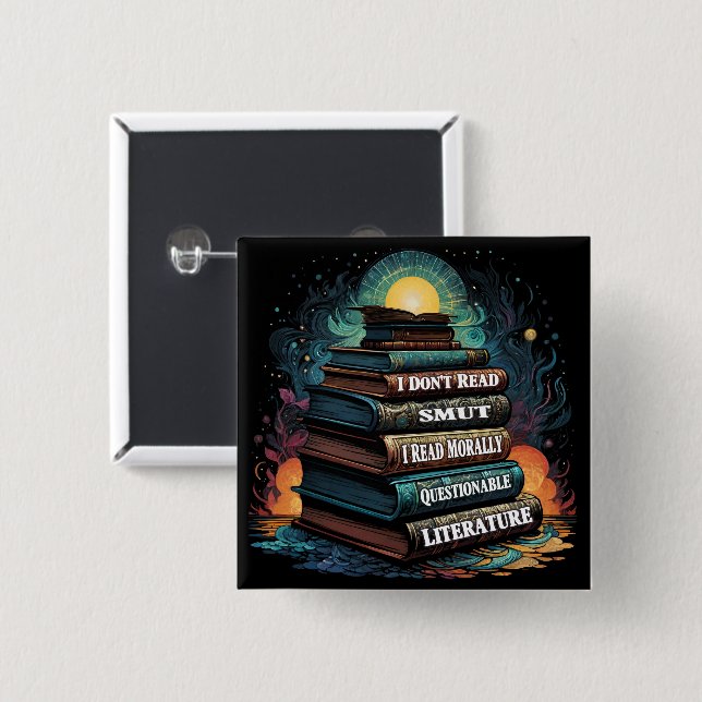 Book Choices Humour Round 2 Inch Square Button (Front & Back)