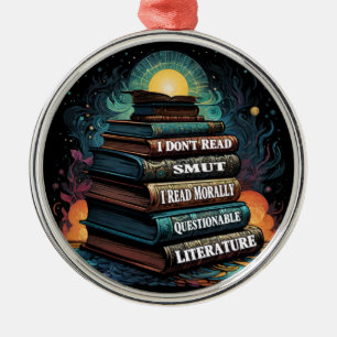 Book Choices Humour Round Metal Ornament