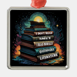 Book Choices Humour Square Metal Ornament