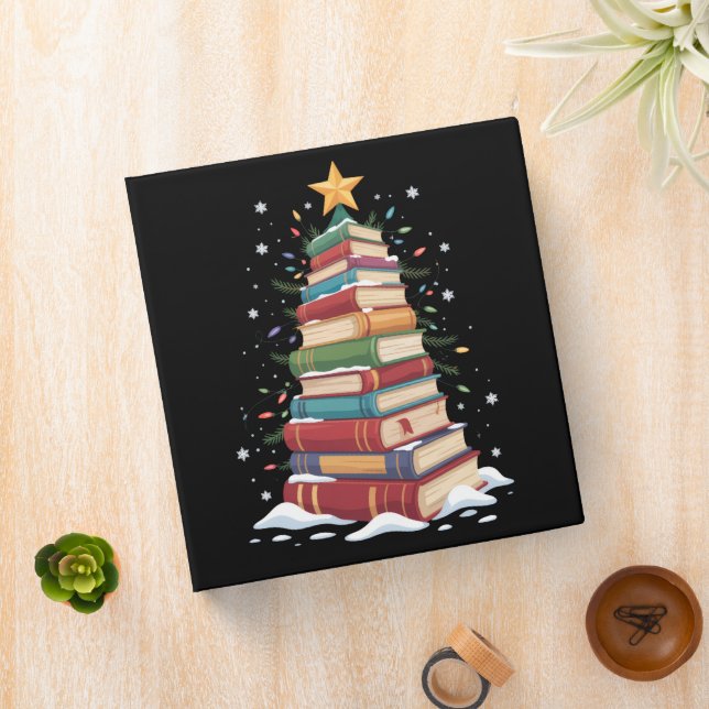 Book Christmas Tree Book Lover Teacher Librarian  Binder (In Situ)