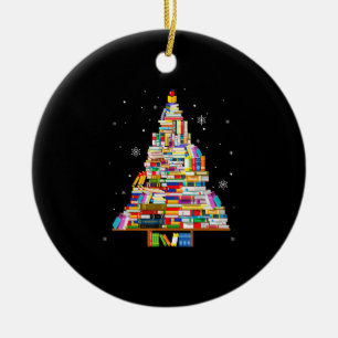 book christmas tree librarian book lovers xmas ceramic ornament