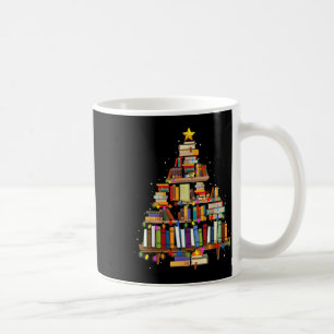 Book Christmas Tree Lights Teacher Librarian Read Coffee Mug