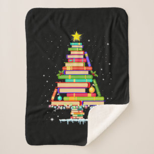 book christmas tree merry christmas librarian sherpa blanket