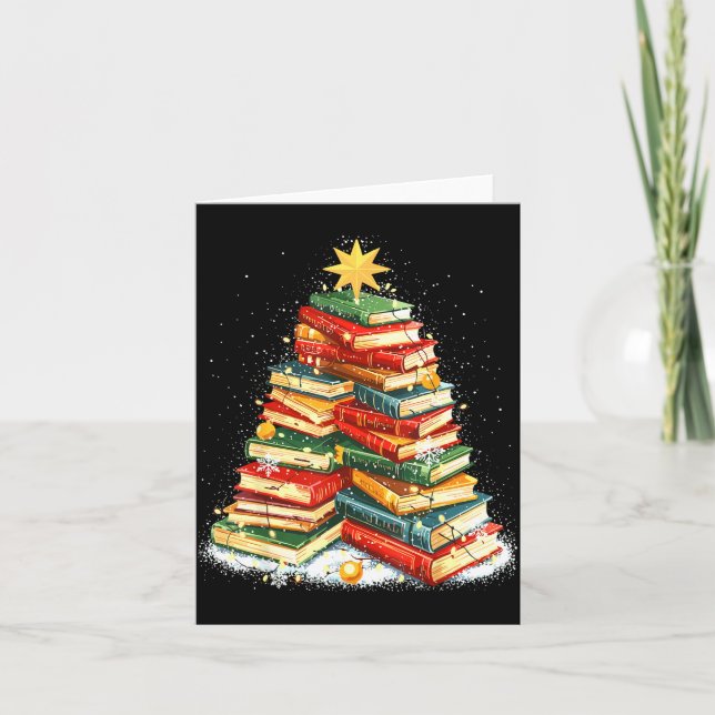 Book Christmas Tree Reading  Card (Front)