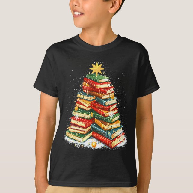 Book Christmas Tree Reading  T-Shirt (Front)