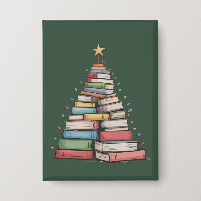 Book Christmas Tree Retro Bookworm Library  (Front)