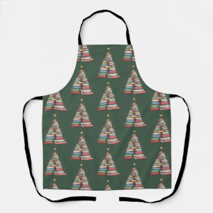 Book Christmas Tree Retro Bookworm Library Apron