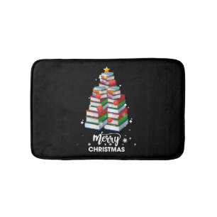 Book Christmas Tree Xmas Gift For Books Lovers Lib Bath Mat