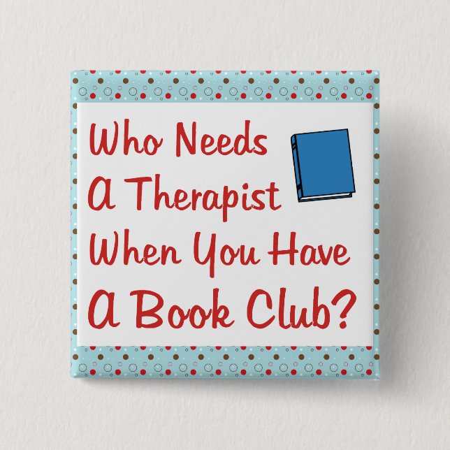 book club 2 inch square button (Front)