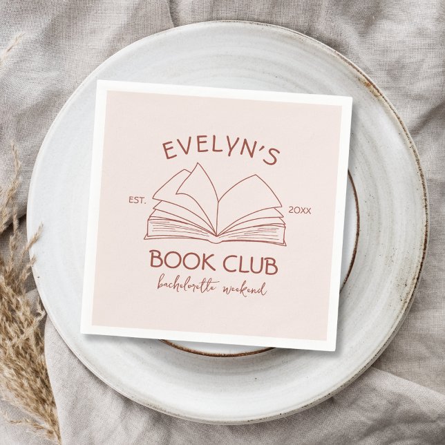 Book Club Bachelorette Bookish Hand Drawn  Napkin (Book Club Bachelorette Bookish Hand Drawn Napkins)