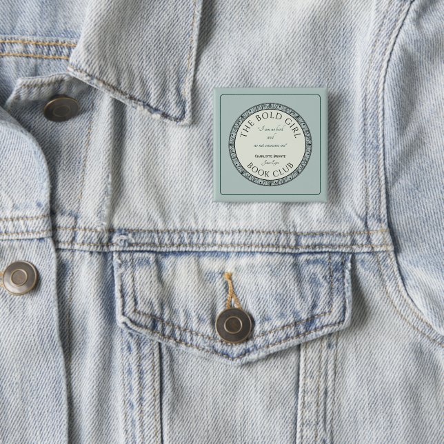 Book Club Blue Customized Badge 2 Inch Square Button (In Situ)
