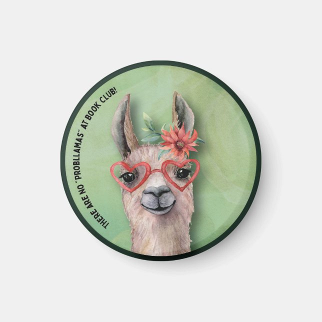 Book Club Cute Funny Llama Magnet (Front)