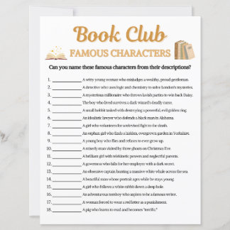 Book Club Famous Characters Game