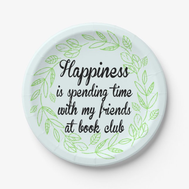 Book Club Gathering Party Floral Wreath Paper Plate (Front)
