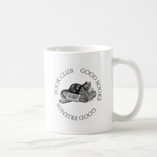 Book Club - Good Books - Good Friends With Cat Coffee Mug (Right)