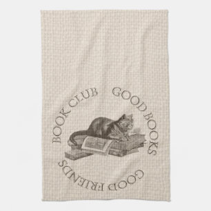 Book Club - Good Books - Good Friends With Cat Kitchen Towel